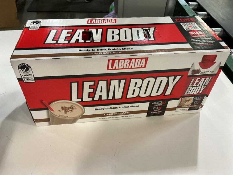 Condition photo showing New/Like New for ((BEST BY/OCT/2025))Labrada Lean Body Ready-to-Drink Chocolate Protein Shake, 40g Protein, Whey Blend, 0 Sugar, Gluten Free, 22 Vitamins & Minerals, LABRADA, 17 Fl Oz (Pack of 12) Chocolate 204 Fl Oz (Pack of 1)