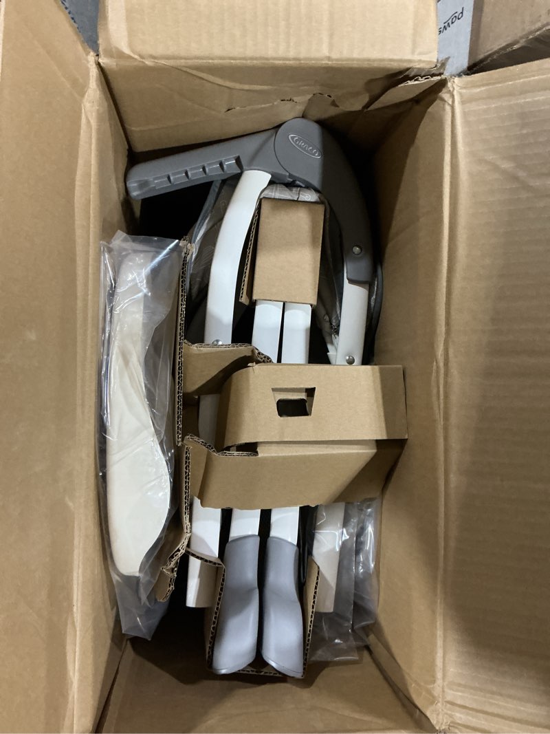 Condition photo showing New/Like New for graco slim snacker high chair, ultra slim, fast-folding, multiple recline positions, comfortable feeding, whisk