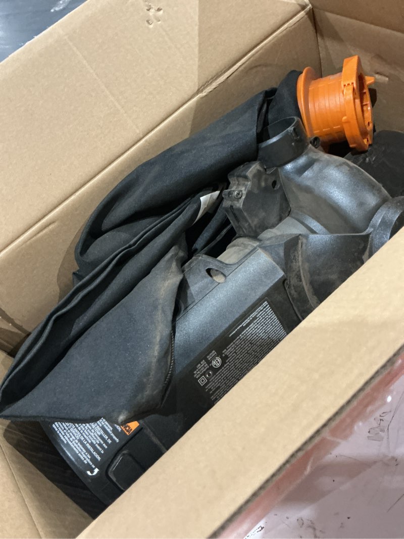 Condition photo showing As Is for worx 12 amp trivac 3-in-1 electric leaf blower/mulcher/yard vacuum - wg512