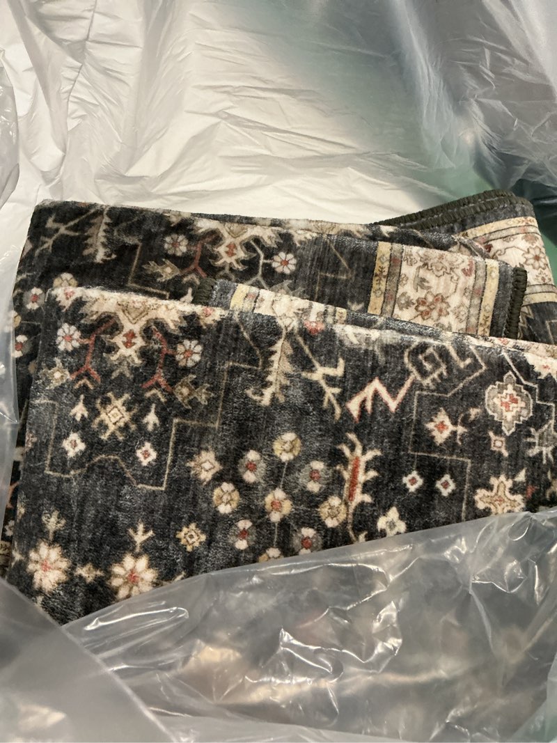 Condition photo showing Good Condition for black boho kitchen rugs set of 3, non-slip machine washable kitchen floor mats, low-pile runner rug for sink, entryway, bathroom, laundry room, bedroom, vintage farmhouse design 20"x32"+20"x48"+20"x59" ashen / multi