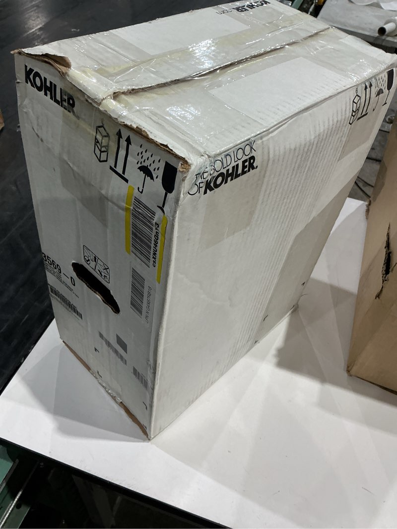 Condition photo showing As Is for kohler 3569-0 persuade curv toilet tank, dual-flush 1.0 gpf or 1.6 gpf, top-mount two-button flush, toilet tank only, white