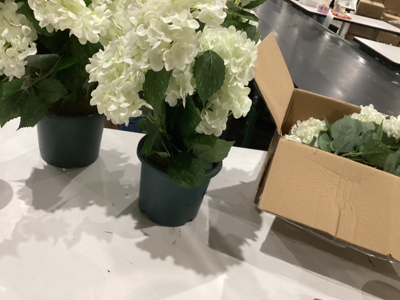 faux hydrangea tree 30" tall (2 pack), artificial hydrangea plant in pot with white flowers, realistic hydrangea tree for indoor outdoor porch, patio, home decor