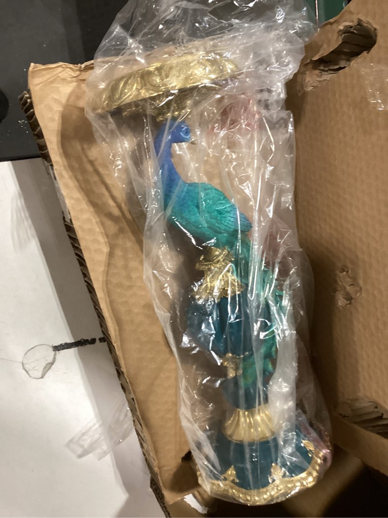 Condition photo showing Good Condition for Peacock Pillar Candle Holders,Peacock Christmas Decorations Candlestick,14 inch