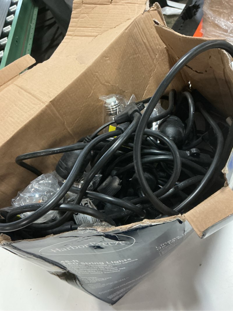 Condition photo showing As Is for harbor breeze 48-ft plug-in black indoor/outdoor string light with 24 white -light led edison bulbs