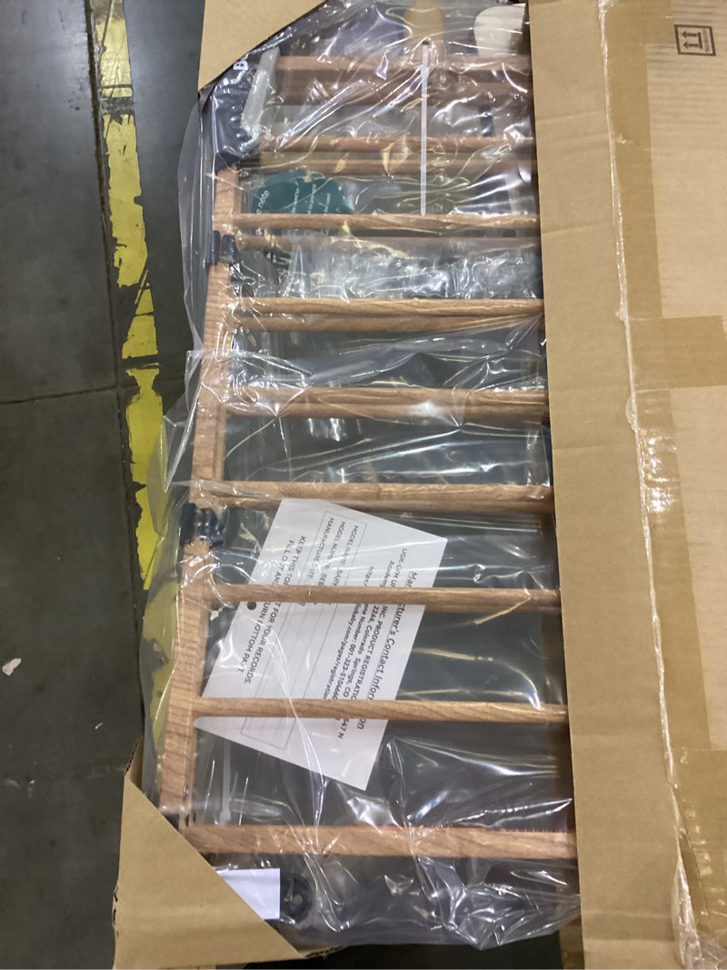 Condition photo showing New/Like New for Babelio Baby Gate for Stairs & Doorways, 26-43" W 28" H No Bottom Bar| Easy Installation| One-Handed Operation| Auto-Close| Hardware Mount (Drill Needed) Safety Dog/Pet Gate (Brown Wood Pattern)