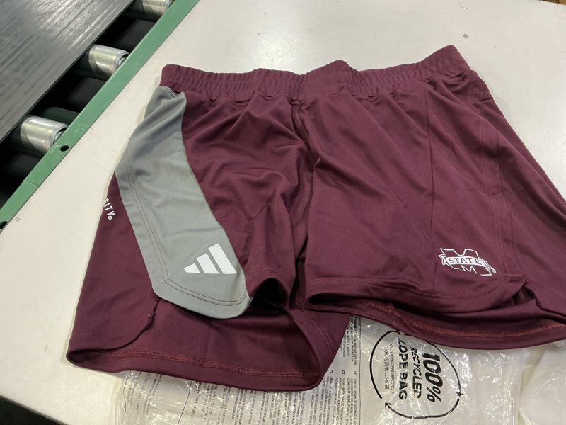 Condition photo showing Good Condition for Adidas Women's D4T Woven Mississippi State University Training Shorts, Black/Team Maroon/White/Missi ( similar 