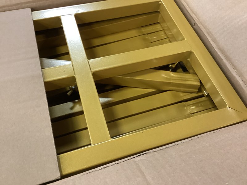Condition photo showing Good Condition for fomcet 10ft x 10ft backdrop stand heavy duty with base, gold portable adjustable pipe and drape kit, square metal arch party frame for wedding birthday parties banquet decorations 10 x 10 ft(hxw) gold