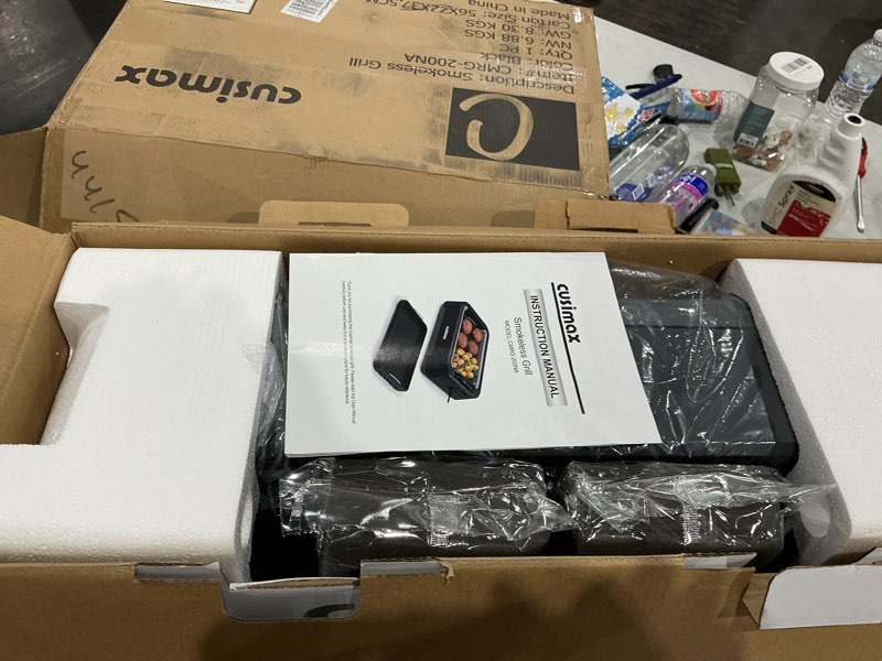 Condition photo showing Good Condition for indoor grill, cusimax electric smokeless grill & griddle with replaceable smoke filter sponge, 1500w korean bbq grill, smart led display, larger grilling area, black(new model) black+grey
