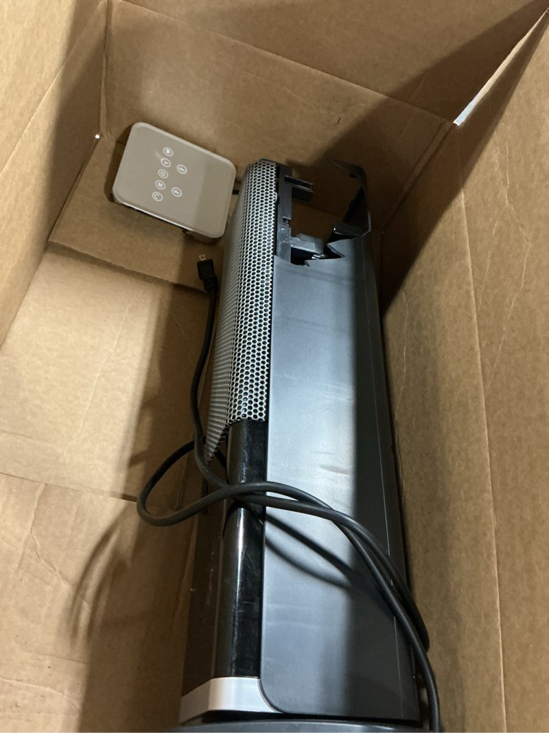 Condition photo showing As Is for space heaters for indoor use, 1500w ptc ceramic electric heater with thermostat, room temperature display, 70° oscillation, remote control, 12h timer, quiet portable heater for office bedroom