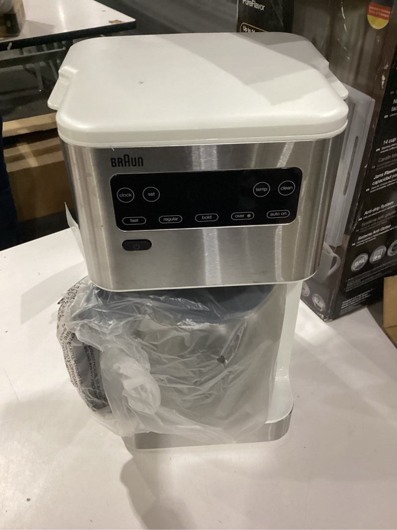 Condition photo showing New/Like New for *Not Tested*.  Braun PureFlavor 14?Cup Programmable Coffee Maker – Fast Brew Speed, Touch Display, Bold & Brew?Over?Ice Modes, FlavorCarafe & Adjustable Warm Plate, White