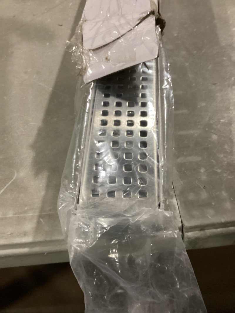 Condition photo showing Good Condition for WEBANG 28 Inch Linear Shower Drain Rectangular Floor Drain with Accessories Square Hole Pattern Cover Grate Removable SUS304 Stainless Steel CUPC Certified Brushed Brushed 28 Inch