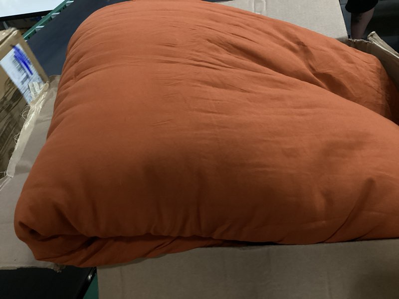 Condition photo showing Good Condition for cozylux terracotta king size comforter, 1 piece burnt orange rust solid breathable quilted bedding sets, luxury fluffy soft bed down alternative comforter  all season