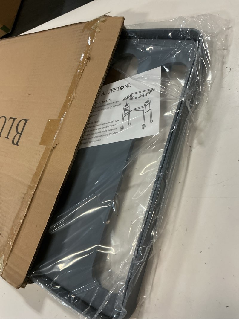 Condition photo showing Good Condition for bluestone walker tray- upright with holders-universal table fits most standard folding walkers-home mobility medical equipment accessories, 1 count (pack of 1)