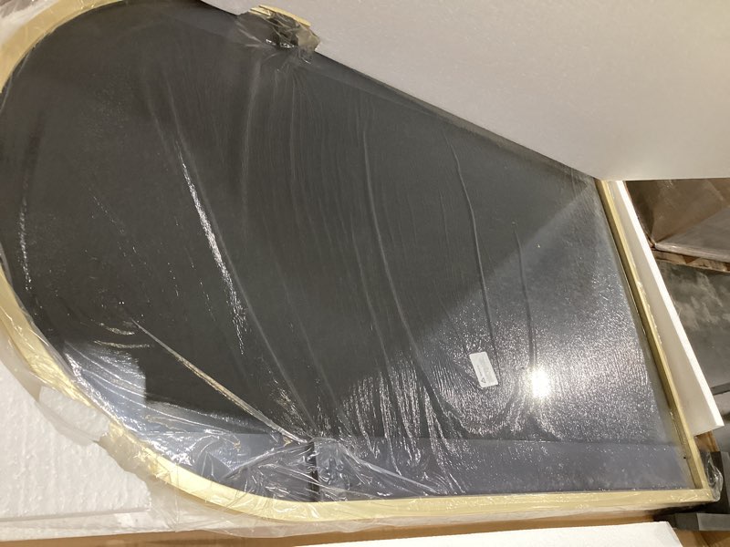 Condition photo showing Good Condition for amoise arched mirror for bathroom,  36\"x24\" gold vanity bathroom mirror for over sink, metal framed with hd shatter-proof glass for entryway, living room,bedroom gold 36\"lx24\"w 2