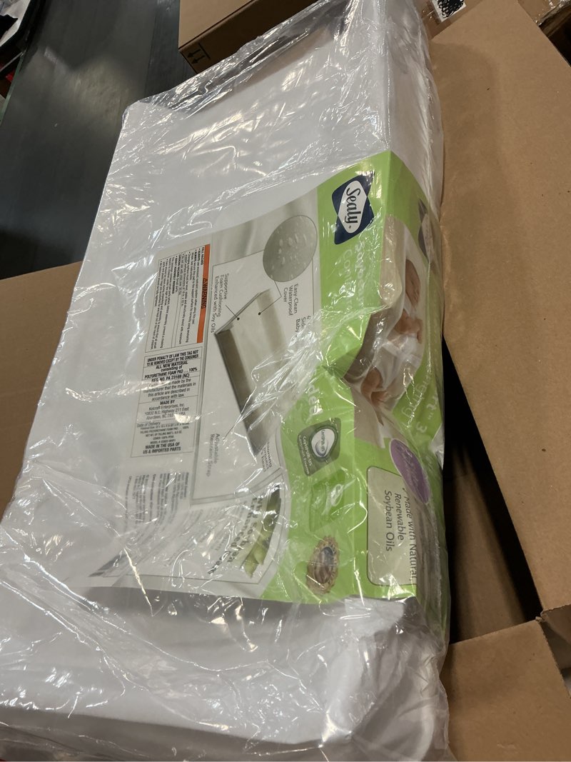 Condition photo showing Good Condition for Sealy Baby Soybean Comfort Waterproof Diaper Changing Pad for Dresser or Table, Contoured 3-Sided, Wipeable Easy to Clean Surface & Durable Premium Foam, Made in USA, White, 32 x 16" Contoured Changing Pad