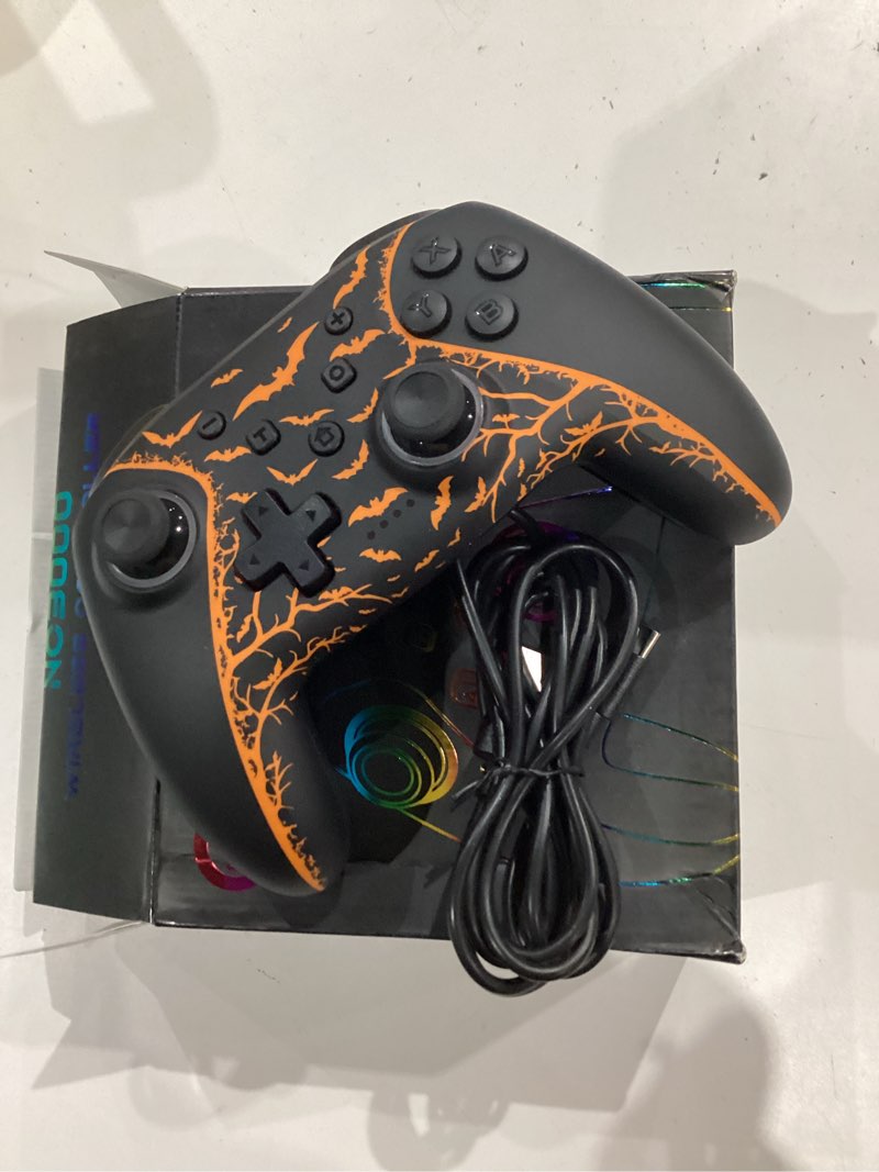 Condition photo showing New/Like New for switch 2 controller compatible with nintendo switch 2/switch/oled/lite - hall effect joystick & trigger - 7 color rgb wireless pro controller with charging dock, macros, turbo, keylinker app - pumpkin pumpkin with charging station