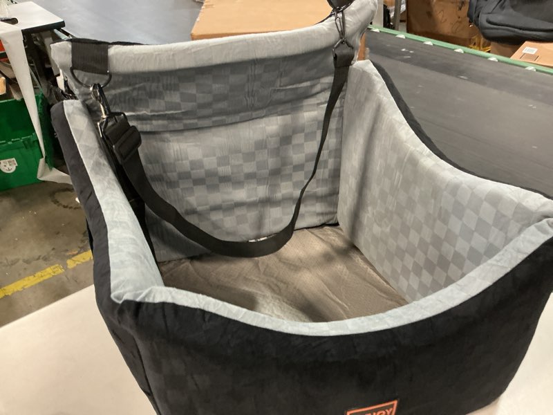 Condition photo showing As Is for JOEJOY Elevated Dog Car Seat for Small/Medium Dogs up to 35 lbs, Memory Foam Booster Seat with Detachable Washable Cover, Travel-Safe Car Bed with Safety Belts & Storage Pockets, Grey Medium Grey