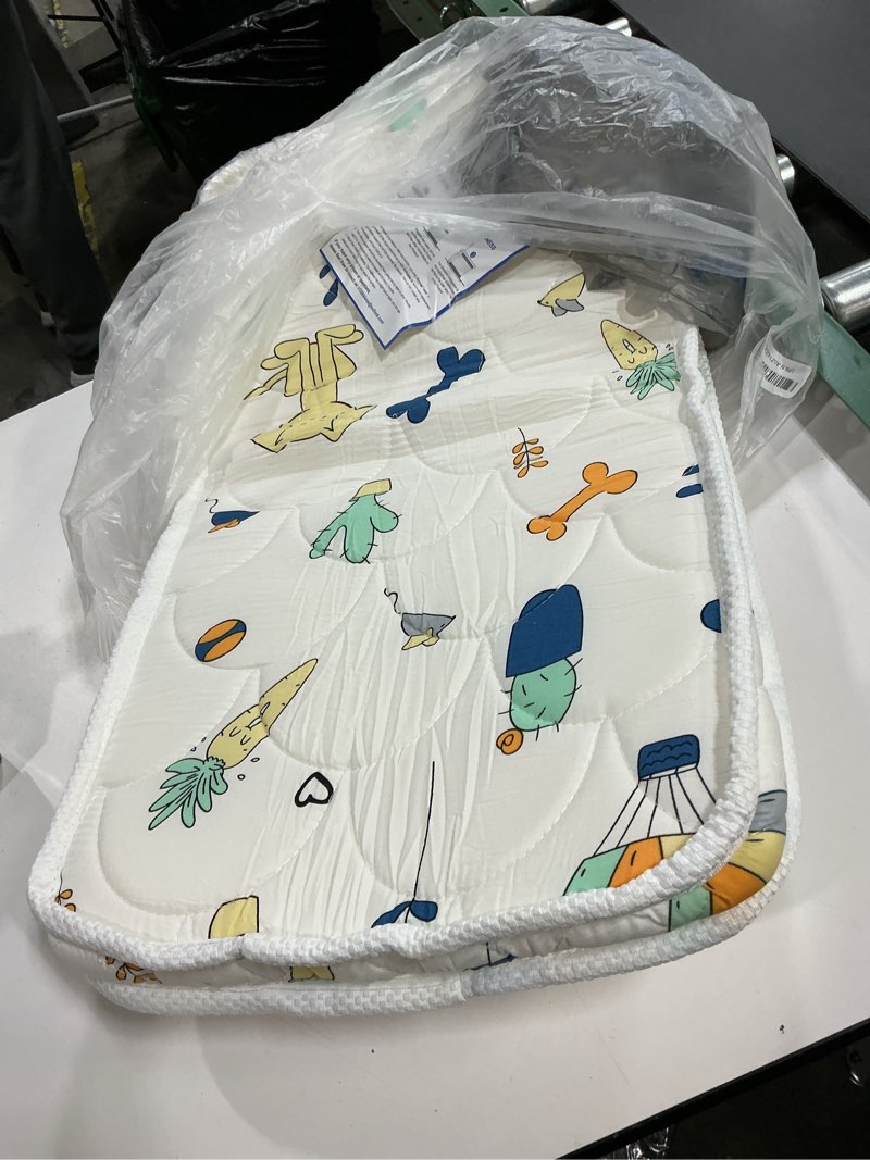 Condition photo showing Good Condition for Baby Bassinet Mattress 30x 15 inches- Firm Support and Comfort Premium Foam,Noiseless and Odorless,Hypoallergenic Small Crib Mattress, Fits Moses Basket, Dual Sided with Soft Breathable Fabric Cartoon 30x15x1.5