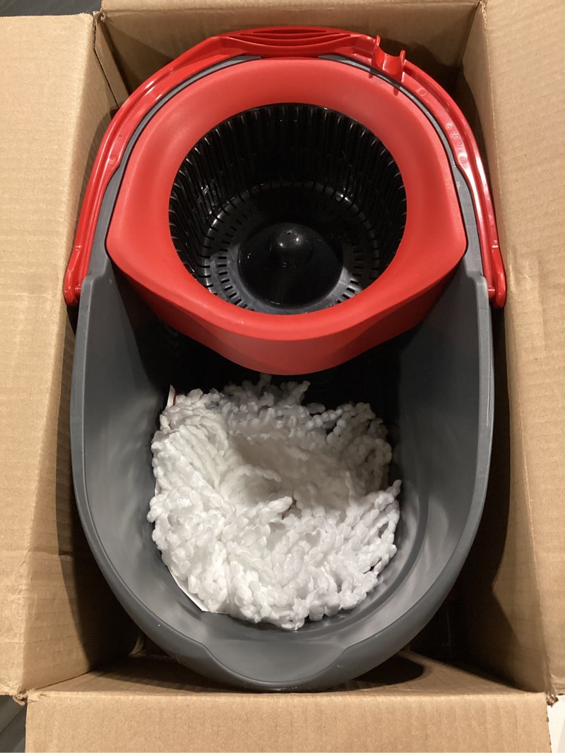 Condition photo showing As Is for O-Cedar EasyWring Microfiber Spin Mop, Bucket Floor Cleaning System, Red, Gray, Standard Easywring Spin Mop & Bucket