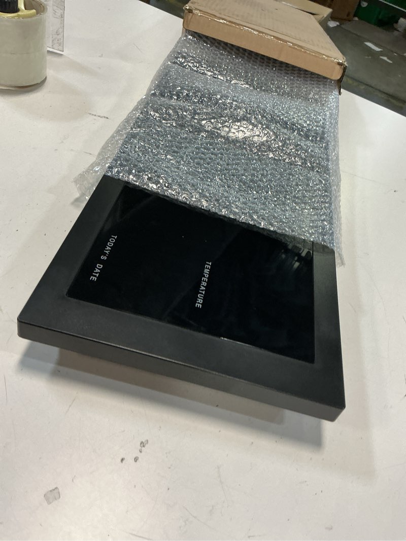 Condition photo showing As Is for AcuRite 76100M Oversized LED Clock with Indoor Temperature, Date and Fold-Out Stand 18-Inch Blue