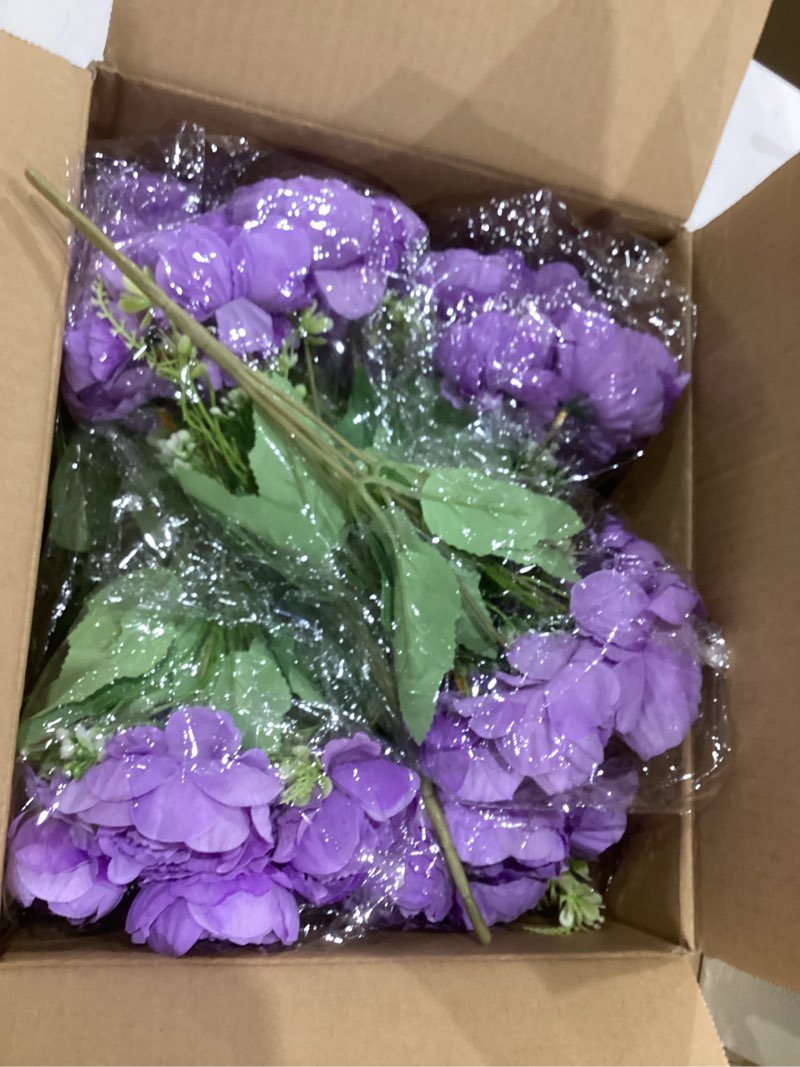 Condition photo showing New/Like New for 12 Pcs Artificial Peonies Silk Flowers, Fake Peony Bouquet Boho Faux Flowers Arrangements for Wedding Home Centerpiece Table Decoration (Dark Purple) Dark Purple Set of 12 12-inch Peony Bouquets