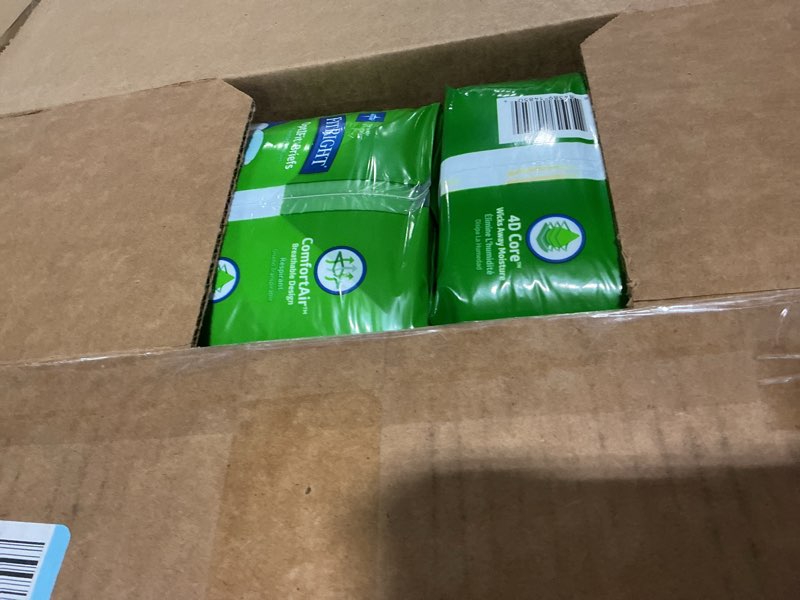 Condition photo showing New/Like New for fitright ultra heavy absorbency adult diapers for men & women, waist size: large 44-56 inches, optifit incontinence disposable briefs with leak protection for seniors, 80 count large 80 count