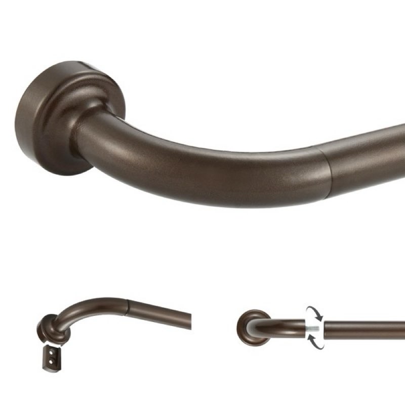 dark bronze disc curtain rods, 48-84 inches window curtain rod,adjustable room darkening drapery rod with aluminum finials and brackets,wrap around design 48-84" dark bronze