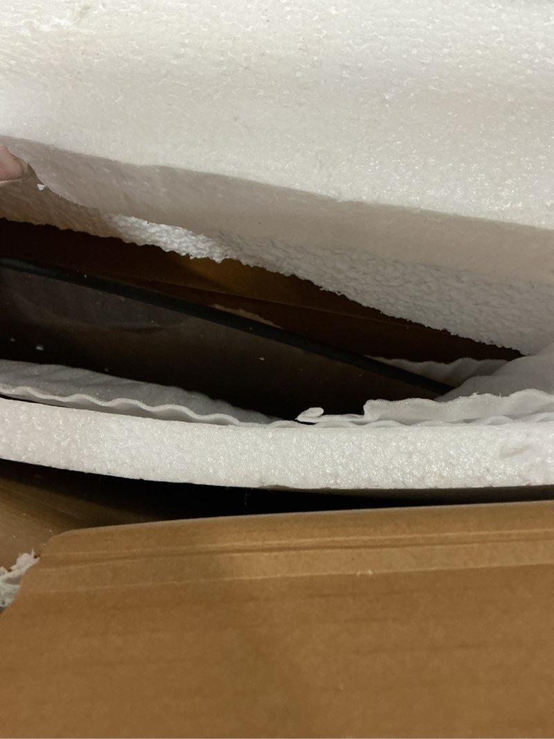 Condition photo showing Good Condition for Coffee Table for Living Room Mid Century Modern Center Table with Glass Top and Wood, Brown/Walnut Walnut/Brown 32 Inch