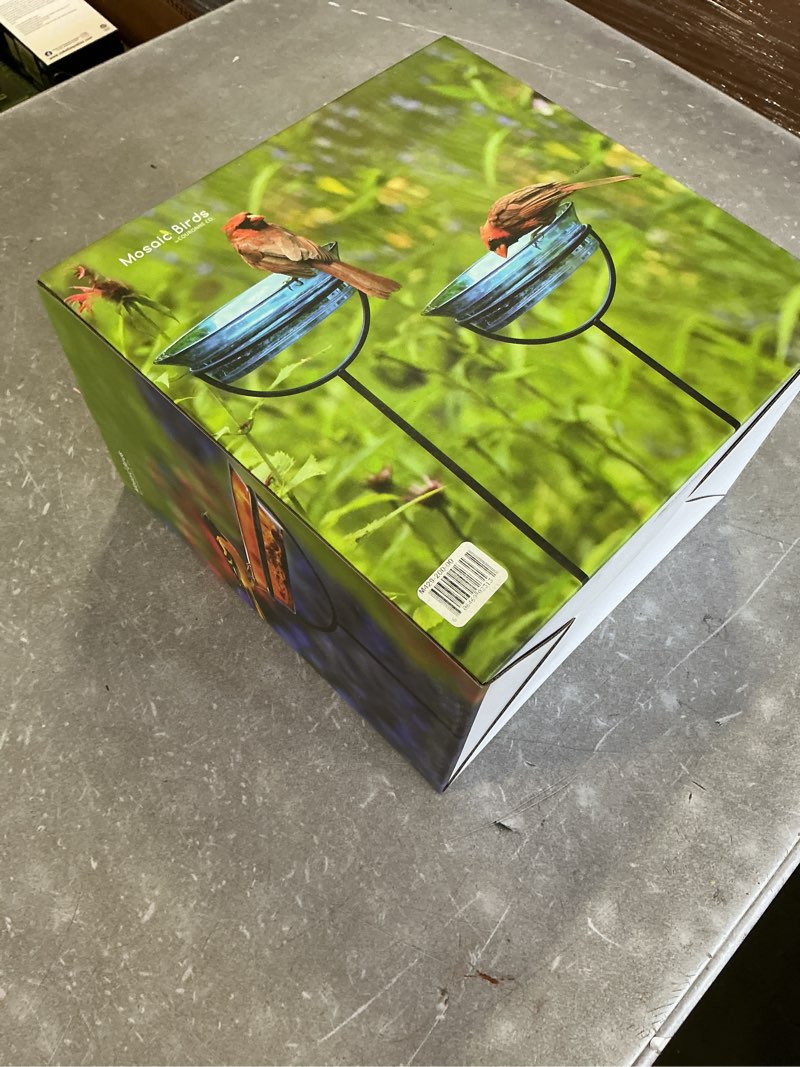 Condition photo showing New/Like New for Mosaic Birds Cuban Garden Stake  M429-200-00  37 Inch Tall  Clear