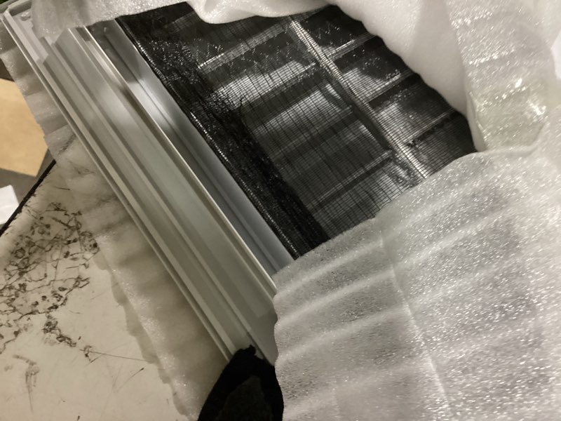 Condition photo showing As Is for 14x8 vent cover (duct opening) - black hvac return air grille for wall and ceiling - metal ac vent cover with mesh - rectangular ventilation register - external dimensions: 15.75" w x 11.81" h black 14x8 (duct opening)