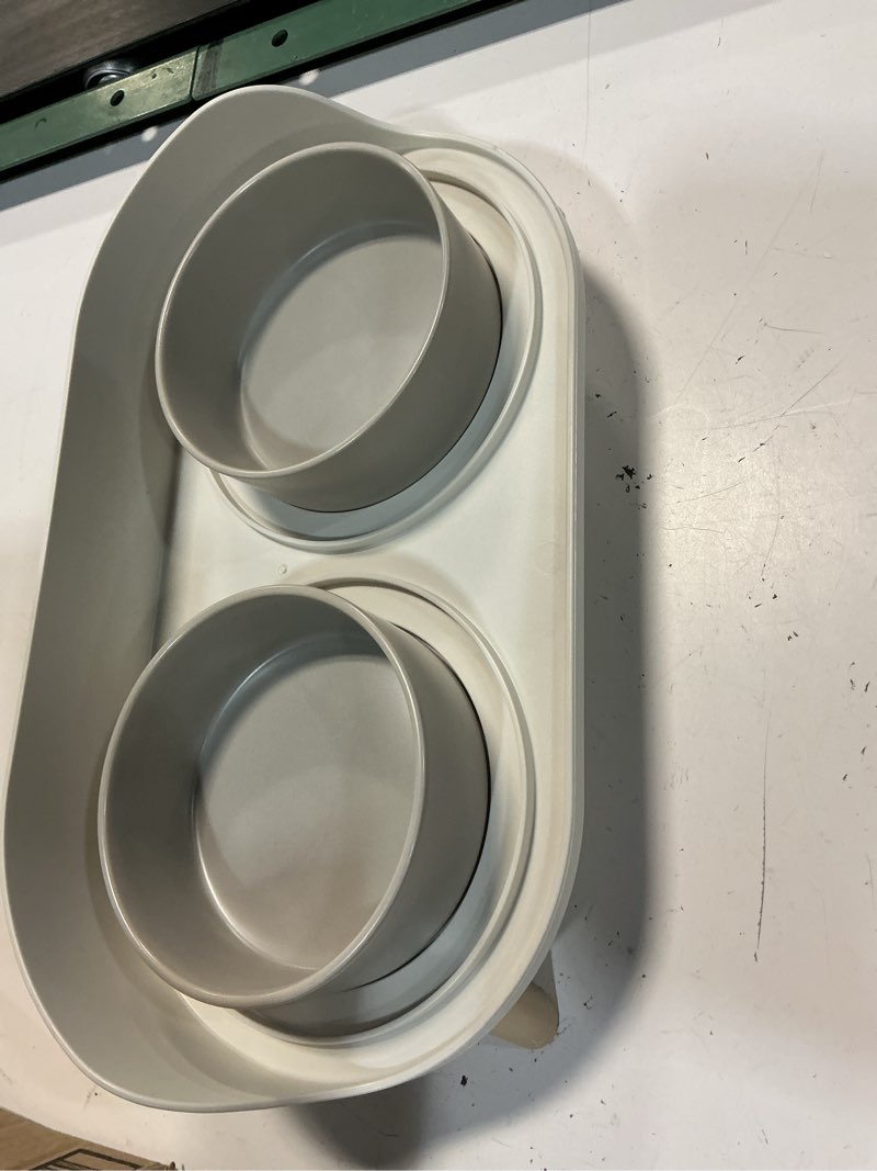 Condition photo showing Good Condition for elevated ceramic cat bowl set - raised double dishes for food & water - non-slip stand & splash proof - for cats & puppies - 2 x 480 ml - 16.23 oz small grey