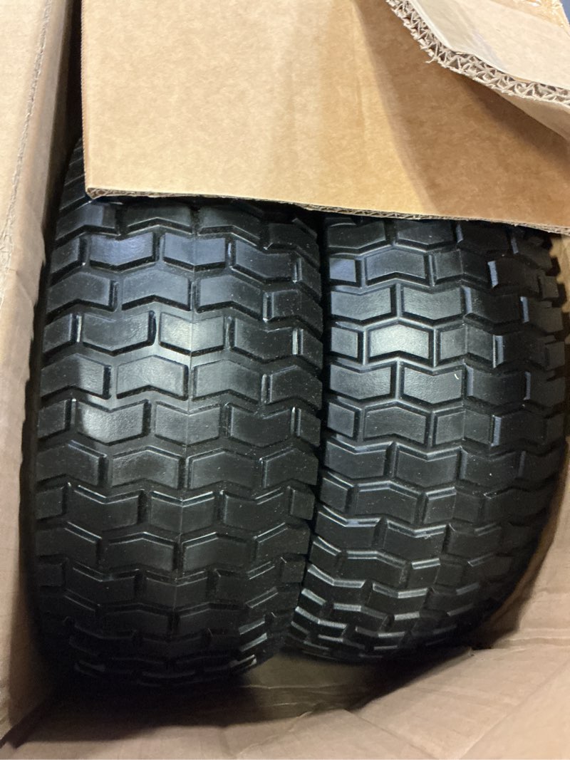Condition photo showing Good Condition for gicool 13x5.00-6 flat free lawn mower tire and wheel, 13x5-6 riding lawnmower tire with 3"-6" centered hub and 3/4" & 5/8" bearings, tractor turf tire turf-friendly, 2 pack 13x5.00-6 flat free (turf tread)