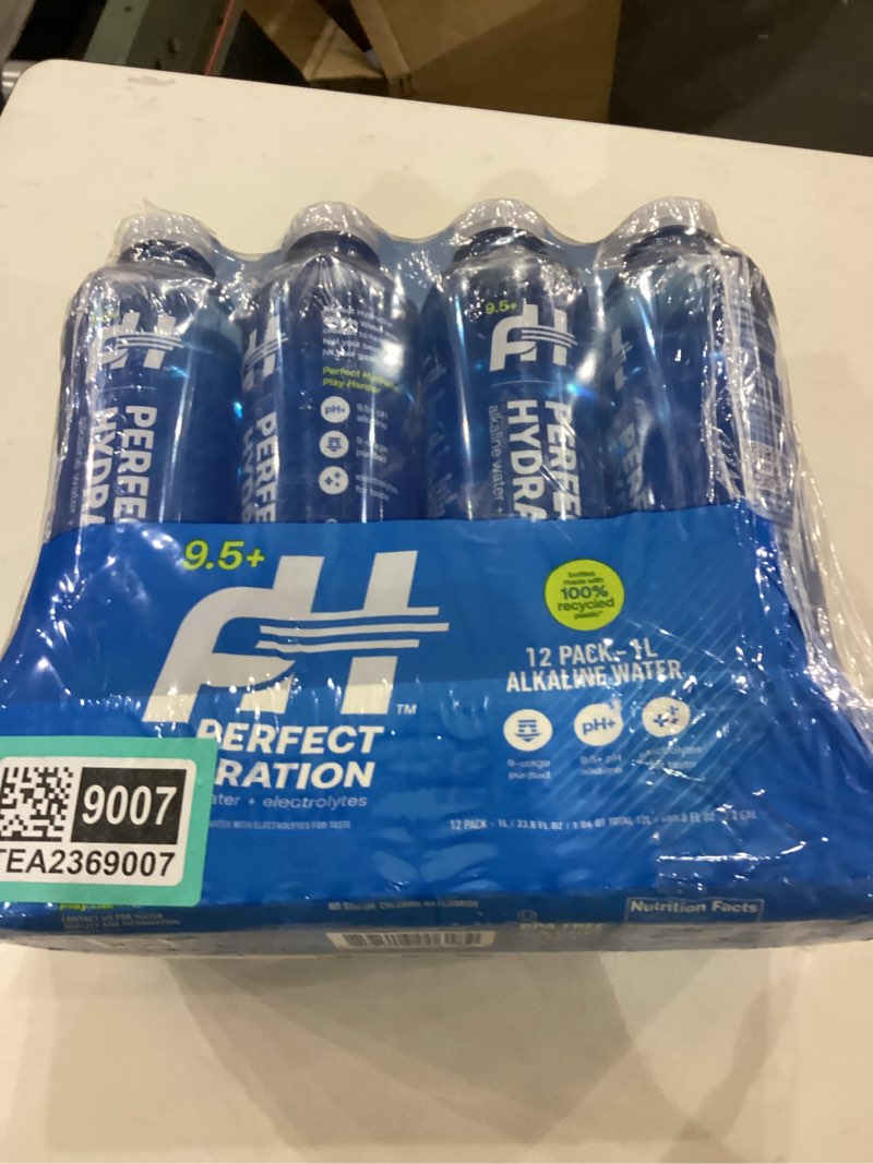 Condition photo showing New/Like New for Perfect Hydration 9.5+ pH Alkaline Drinking Water | 100% Recycled Bottles | Electrolyte Minerals for Taste | 12 pack - 1 Liter (33.8 oz) Alkaline 33.8 Fl Oz (Pack of 12)