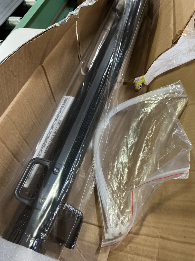 Condition photo showing New/Like New for probebi retractable baby, child & dog gates for stairs, extends to 54" wide 34" tall, use for outdoor, indoor, hallways, doorways, deck, porch, black