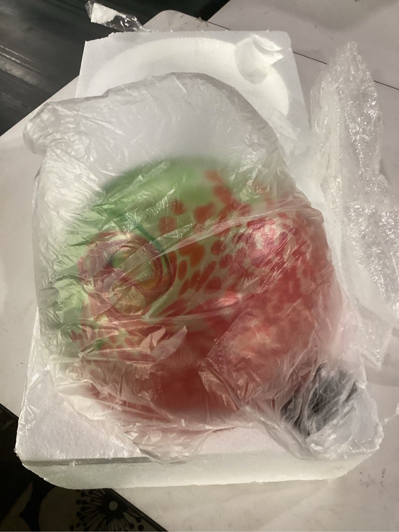 Condition photo showing Good Condition for vcuteka gazing ball, glass gazing balls sphere for garden lawn outdoor ornament yard decorative, red swirl, 10\" green red