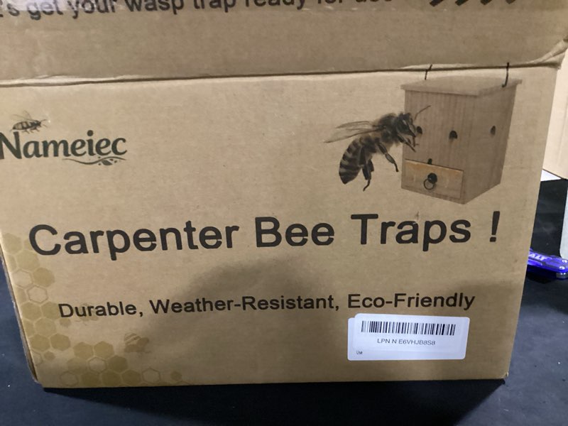 carpenter bee traps for outside 2pack– durable, weather-resistant, eco-friendly wooden wasp trap for