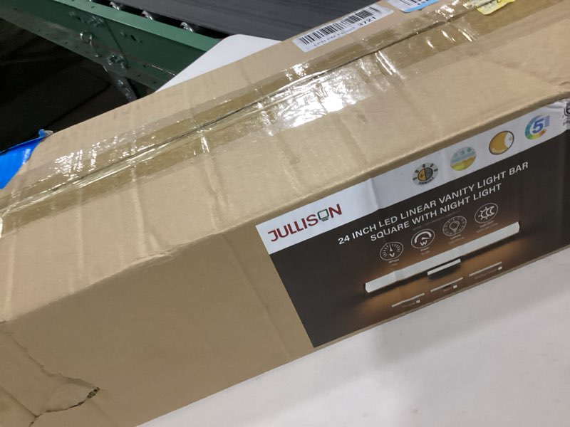 Condition photo showing Good Condition for JULLISON 24 Inch Bathroom Vanity Light Fixtures with Night Light: Long Square Wall Mounted LED Light