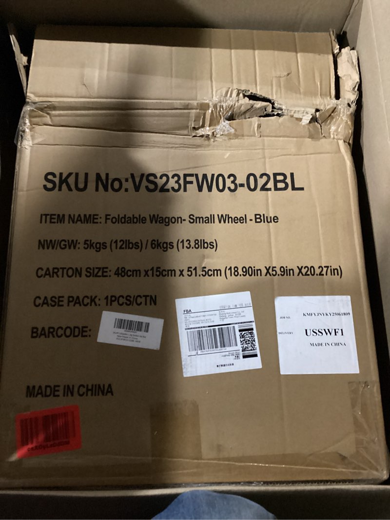 Condition photo showing Good Condition for Collapsible Utility Cart Folding Wagon, 220 lbs Capacity Lightweight Rolling Cart with Quiet Wheels, Quick-Fold Design for Camping, Shopping, Ourdoor Use, Blue Blue 1 pack