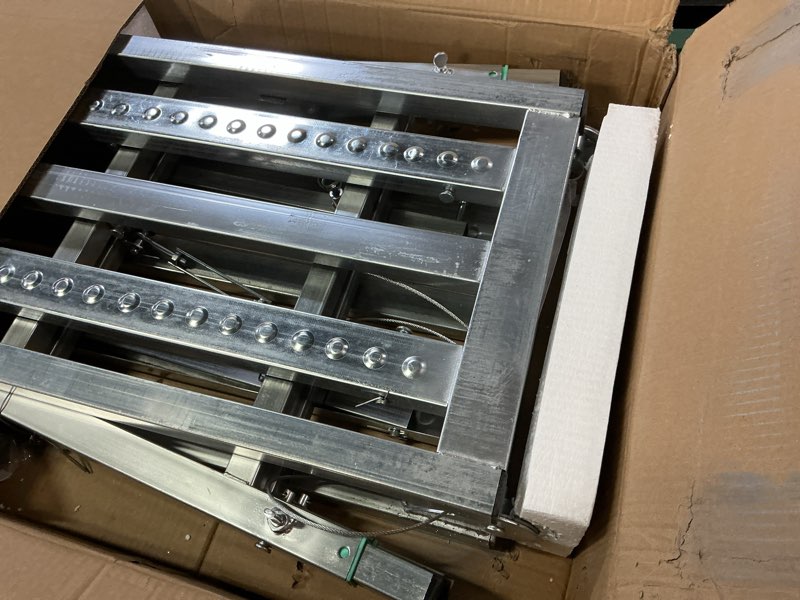 Condition photo showing Good Condition for daxiang portable scaffolding platform 55(l) x15(w) x27-43(h)'' work platform adjustable height steel 600 lbs load capacity folding step ladder drywall painting stool