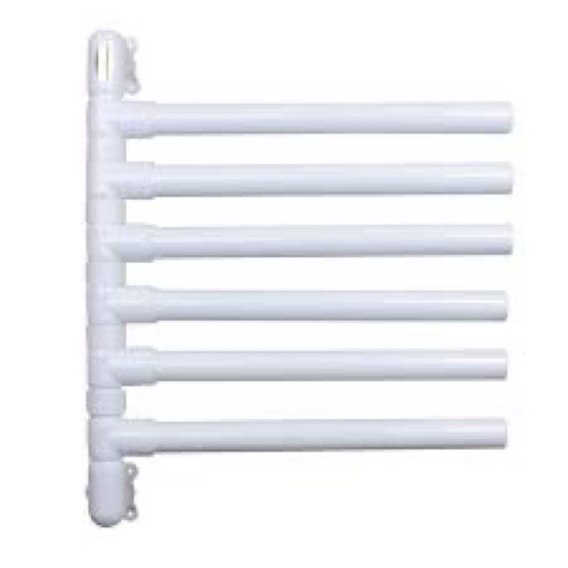 The Original Hanging Towel Rack - Wall-Mounted Outdoor Pool Towel Rack with 6 Swivel Arms for Convenient Storage - Patented Rust-Free and Durable PVC Design - No Assembly Required (White)