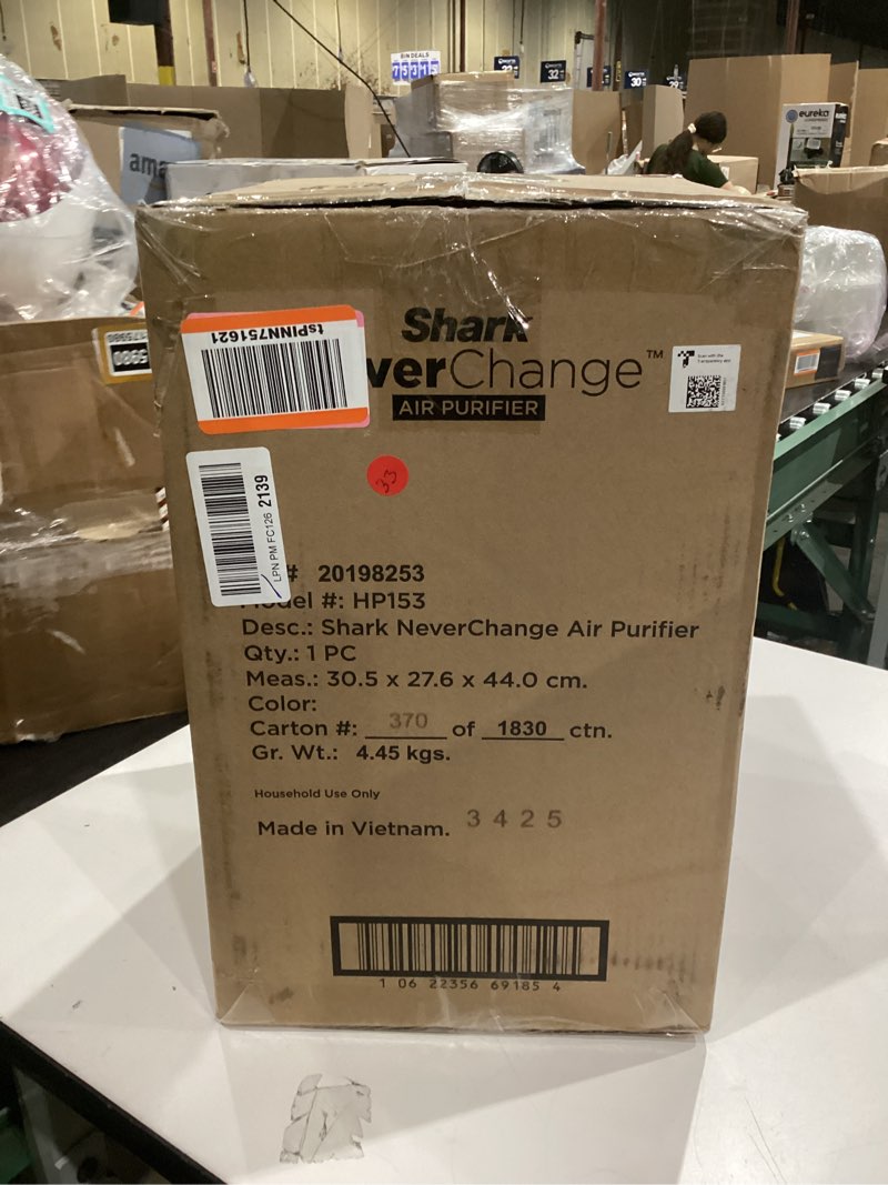Condition photo showing Good Condition for Shark Air Purifier for Home, NeverChange, for Large Room, Bedroom, Home Office, HEPA-Exceeding Filter, Captures Pollutants, Pet Dander, Dust, Odor, Smoke, and More, HP153, White White (650 sq. ft)