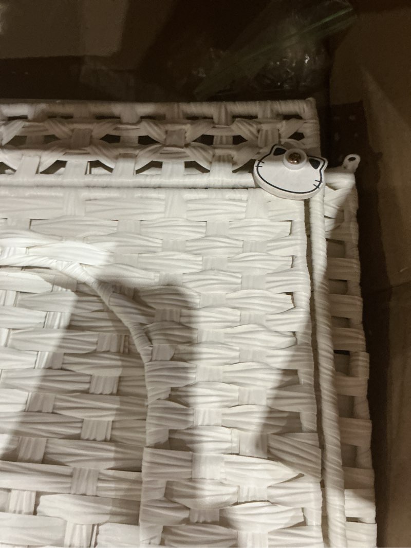 Condition photo showing As Is for cat beds indoor kitten house, handwoven rattan cat cave pet cube, large cat houses, one bed mat, foldable, hideaway