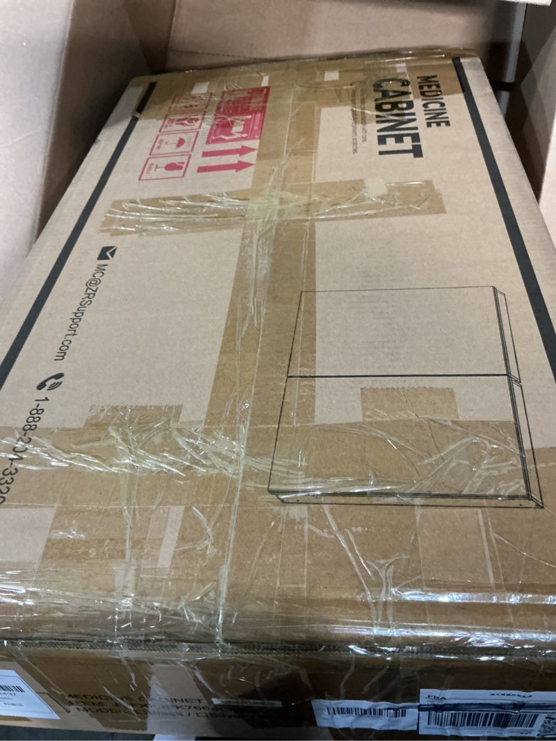 Condition photo showing New/Like New for Keonjinn 30 x 26 Inch White Medicine Cabinet Mirror, Assembly Needed, in Wall Medicine Cabinets for Bathroom, Lightweight, Adjustable Shelves, Tempered Glass, Soft Closing, Recessed or Wall Mount White 30x26 In
