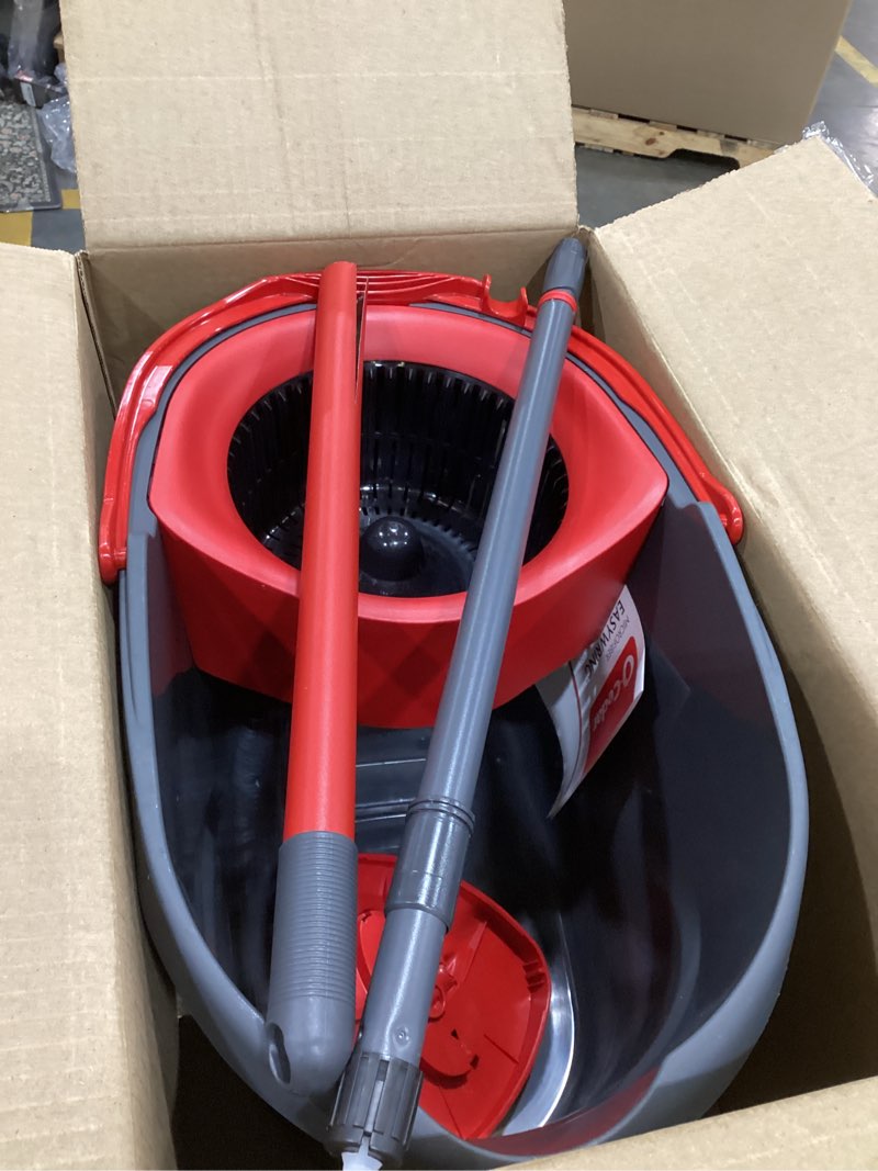 Condition photo showing As Is for O-Cedar EasyWring Microfiber Spin Mop, Bucket Floor Cleaning System, Red, Gray, Standard Easywring Spin Mop & Bucket
