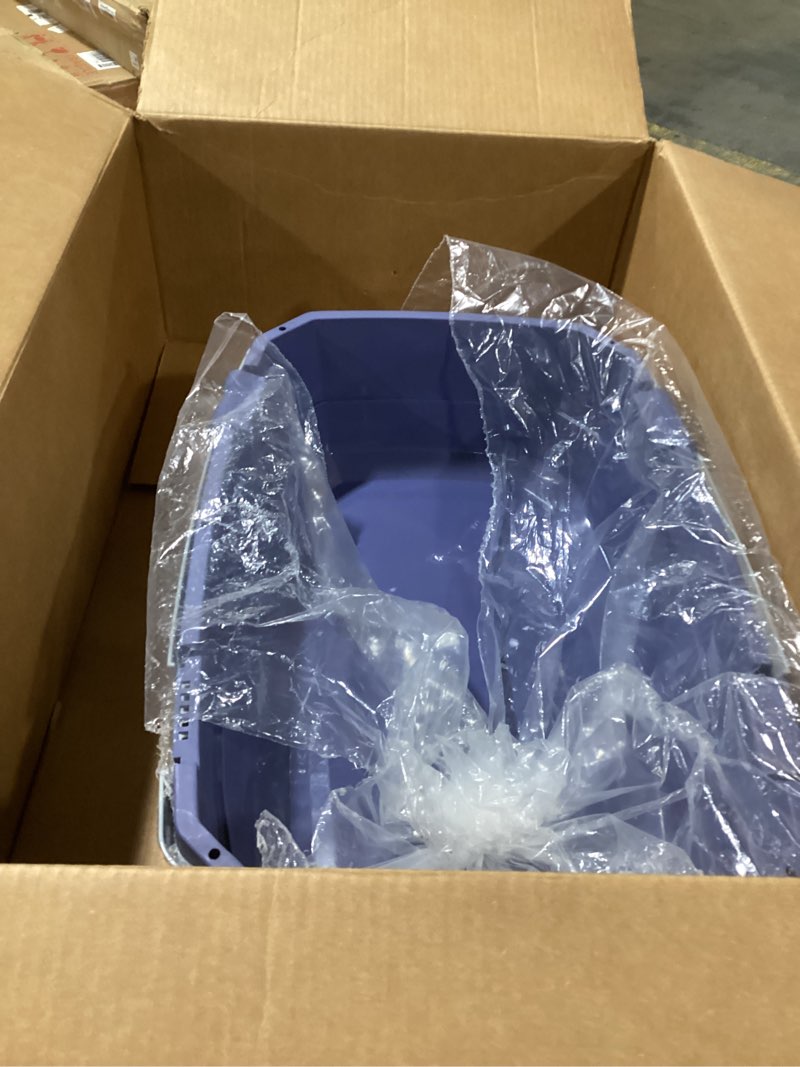 Condition photo showing As Is for Amazon Basics 2-Door Top-Load Hard-Sided Dogs, Cats Pet Travel Carrier, Gray & Blue, 22.8"L x 15.0"W x 13.0"H Gray & Blue 22.8"L x 15.0"W x 13.0"H