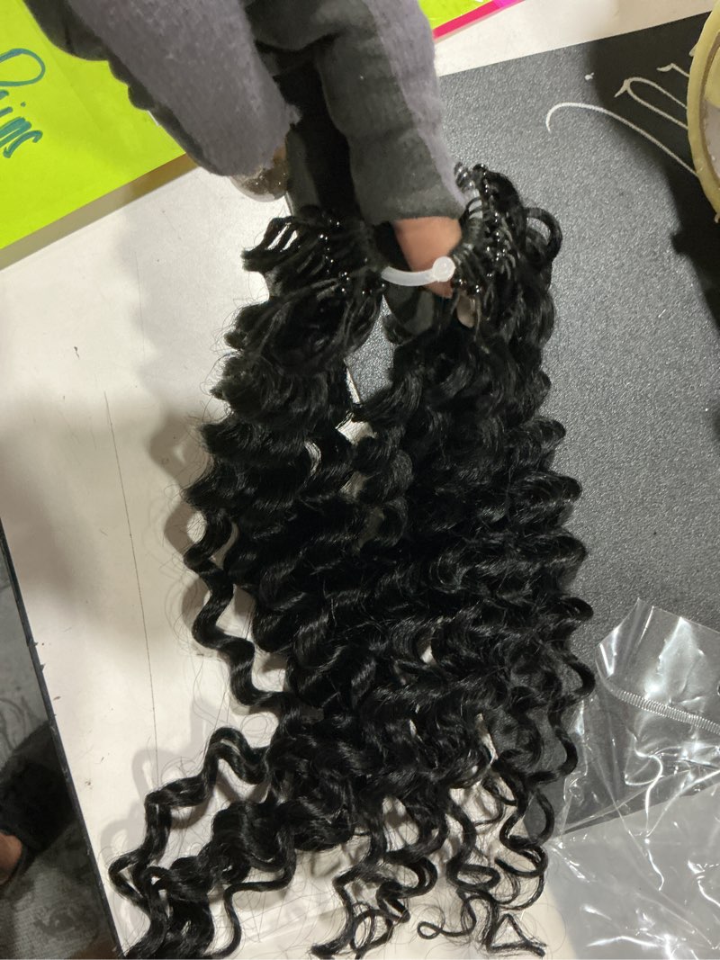 Condition photo showing Good Condition for miracle knots crochet human hair for black women,20 inch 50g pre-separated invisible deep wave feather crochet human hair extensions 40 strands (1b, 20 inch(50g)) 1b 20 inch(50g)
