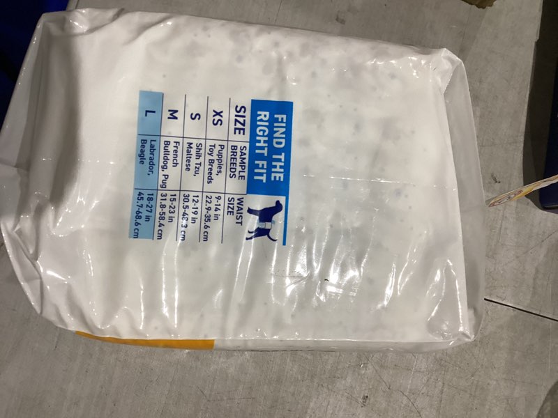 Condition photo showing New/Like New for Arm & Hammer Large Male Dog Wraps, Disposable Belly Band Diapers with Baking Soda Odor Control, Super Absorbent Leak Resistant Design for Marking and Incontinence, 18-27 Inch Waist, 12 Count Large 12