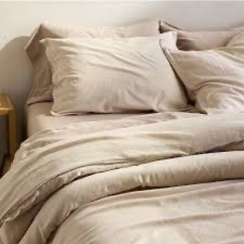  Miryana Cotton Slub Comforter Set with Shams, Natural, Full/Queen