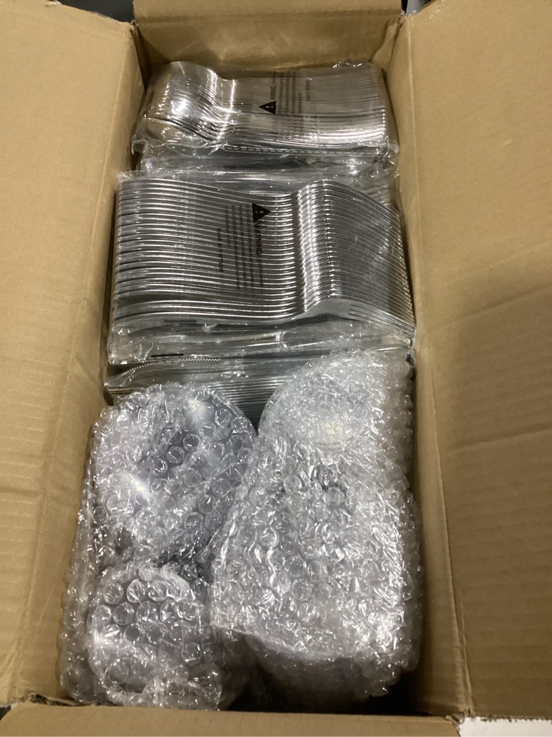 Condition photo showing Good Condition for WELLIFE 600 PCS Silver Disposable Dinnerware Set for 100 Guests, Wedding Reception Plates & Silver Plastic Tableware, Dinner & Salad Plates, Cups, Forks, Knives & Spoons for Weddings & Elegant Events 100 Guests Silver