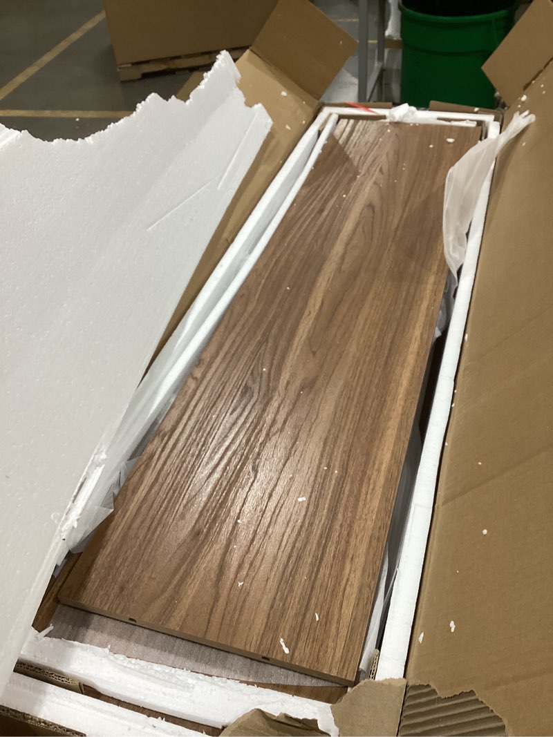 Condition photo showing Good Condition for Treocho 47" Console Table with Drawers, Fluted Narrow Entryway Table with Open Shelf, Farmhouse Sofa Table Behind Couch for Hallway, Living Room, Brown Walnut Walnut 1 Tier